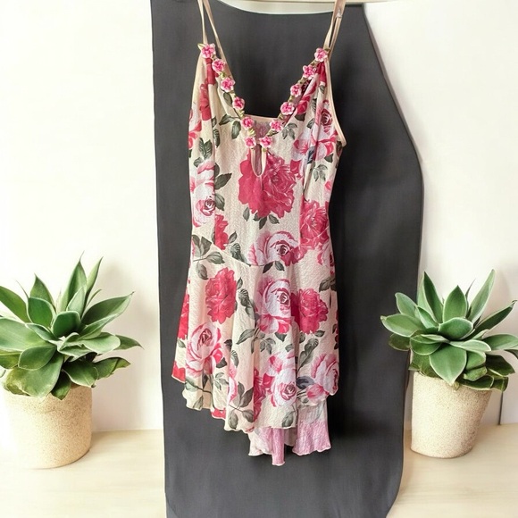 💥 Women’s Pink & White Floral Intimate Sleepwear – Size Small, Adjustable Strap - Picture 1 of 5